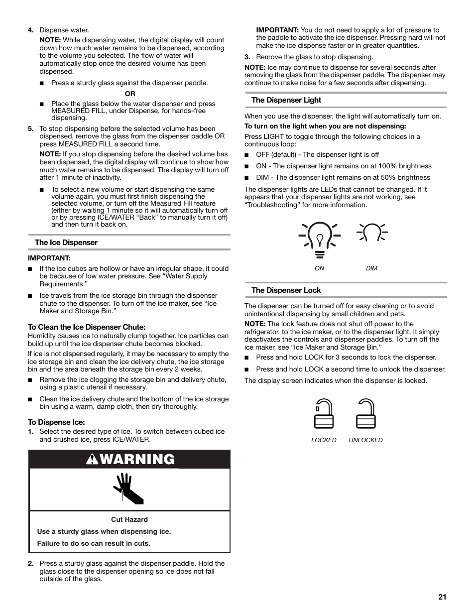 Warning | Whirlpool WRX988SIBM User Manual | Page 21 / 96