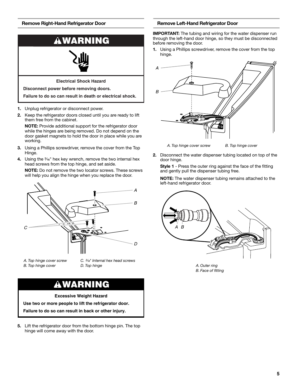 Warning | Whirlpool WRX988SIBM User Manual | Page 5 / 96