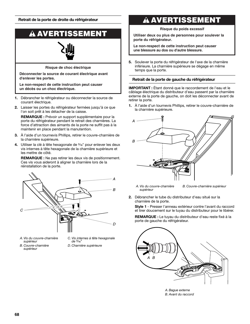 Avertissement | Whirlpool WRX988SIBM User Manual | Page 68 / 96