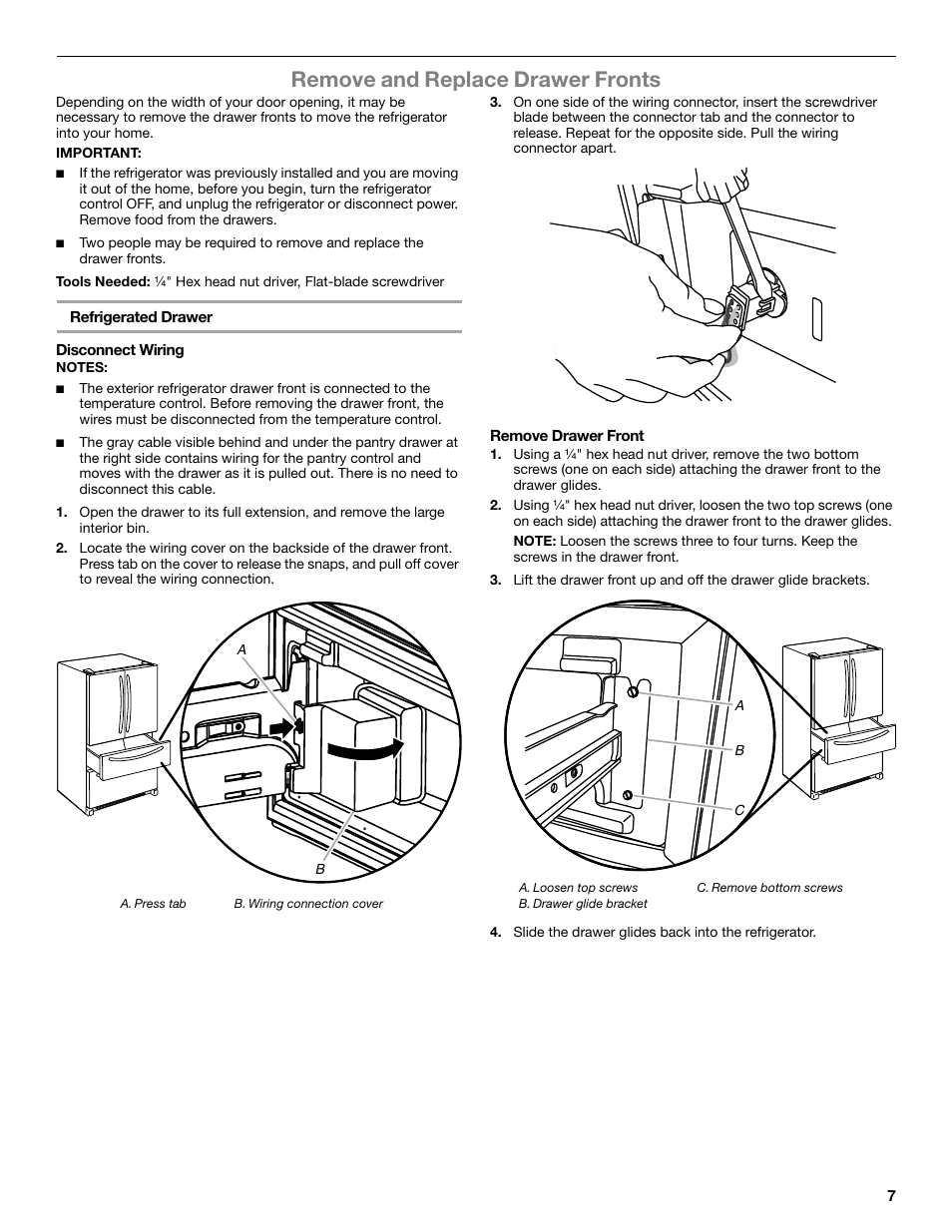 Remove and replace drawer fronts | Whirlpool WRX988SIBM User Manual | Page 7 / 96