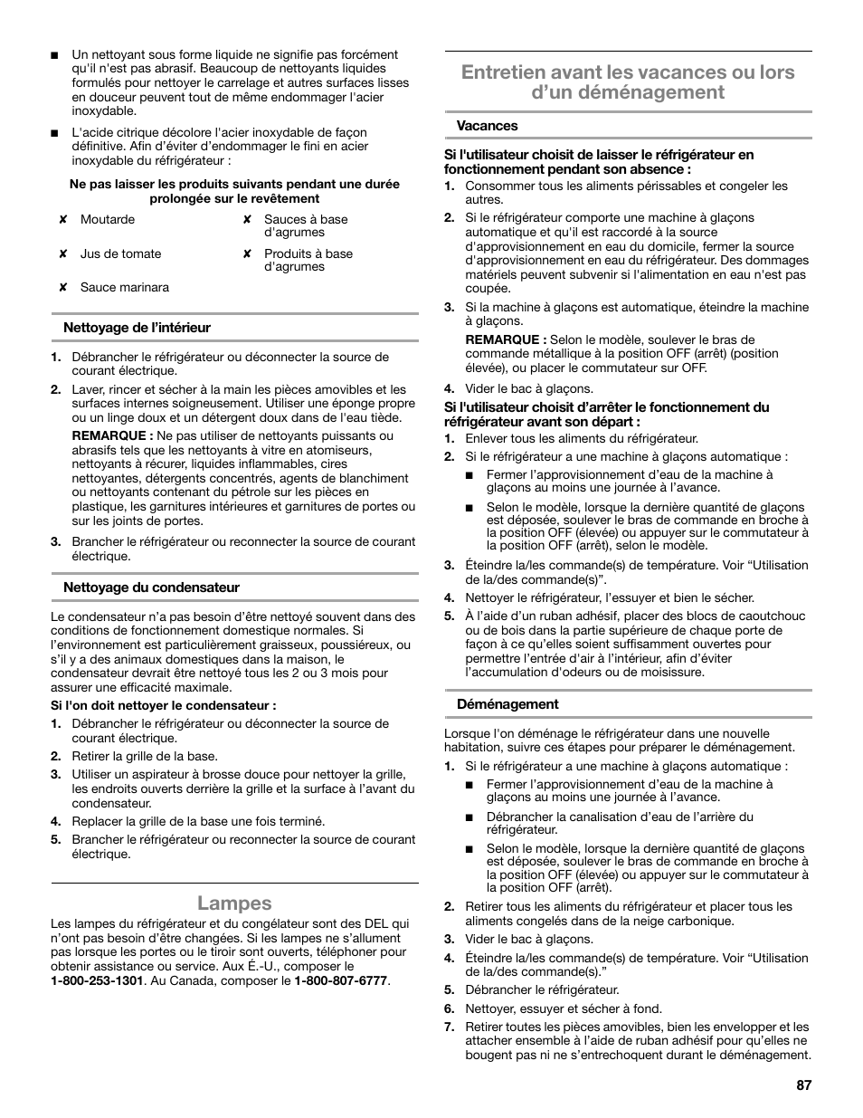 Lampes | Whirlpool WRX988SIBM User Manual | Page 87 / 96