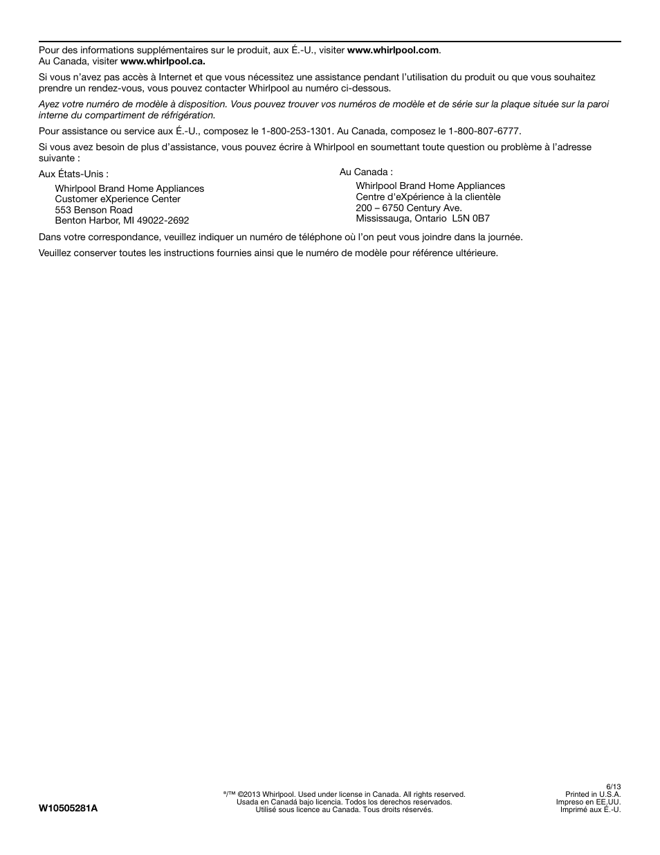Whirlpool WRX988SIBM User Manual | Page 96 / 96