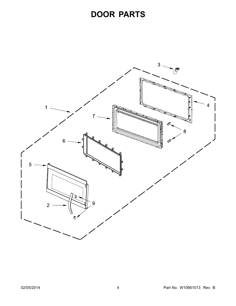 Door, Door parts | Whirlpool WMH53520CS User Manual | Page 4 / 13