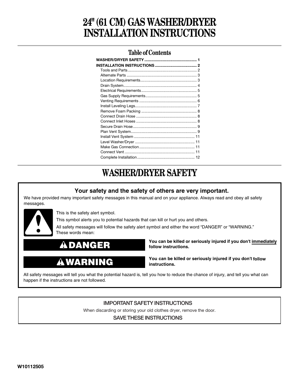 Whirlpool LTG5243DQ User Manual | 12 pages