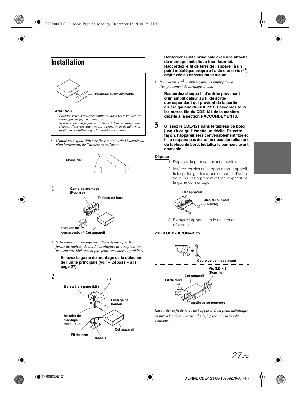 Installation | Alpine CDE-121 User Manual | Page 57 / 93