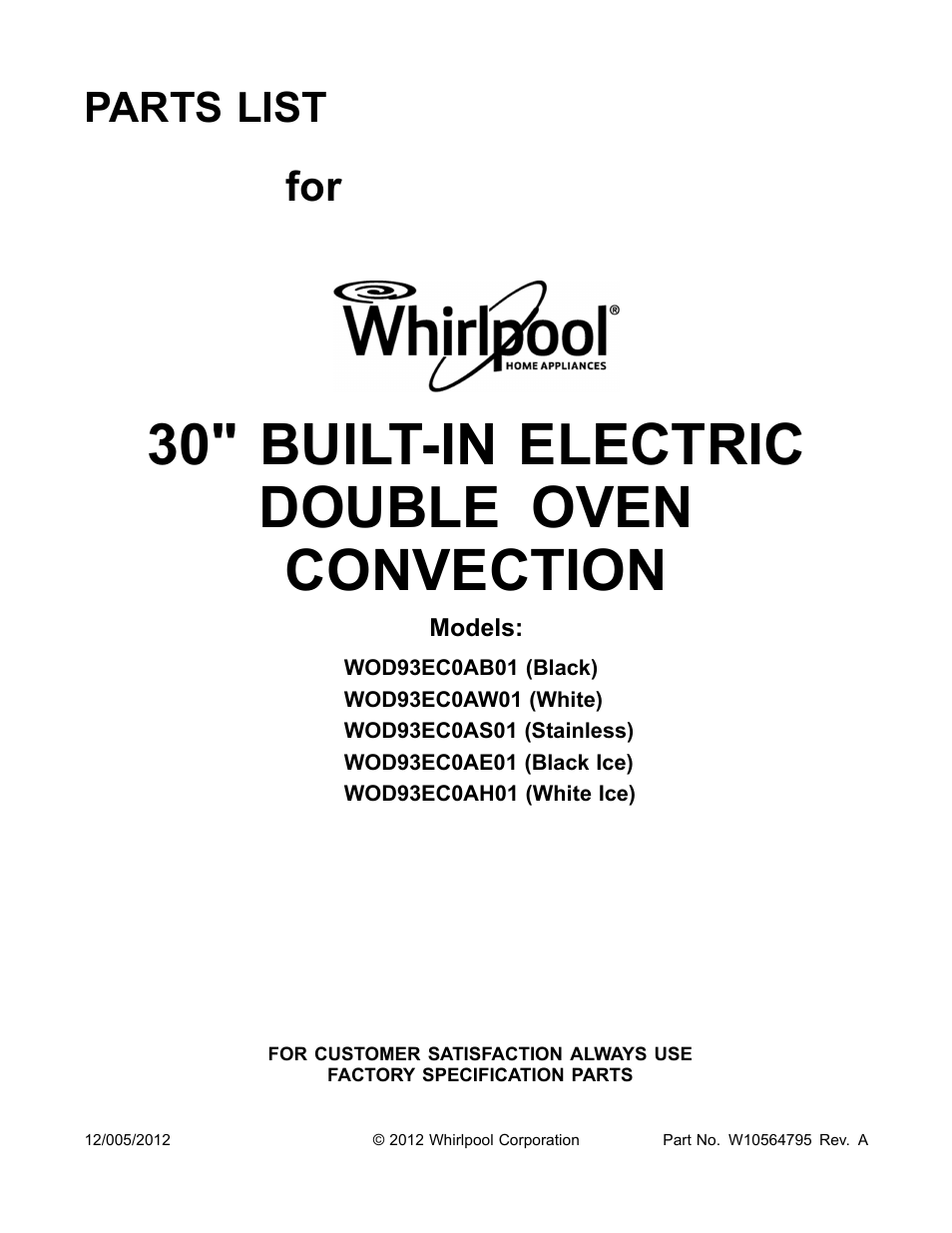 Whirlpool WOD93EC0AS User Manual | 14 pages