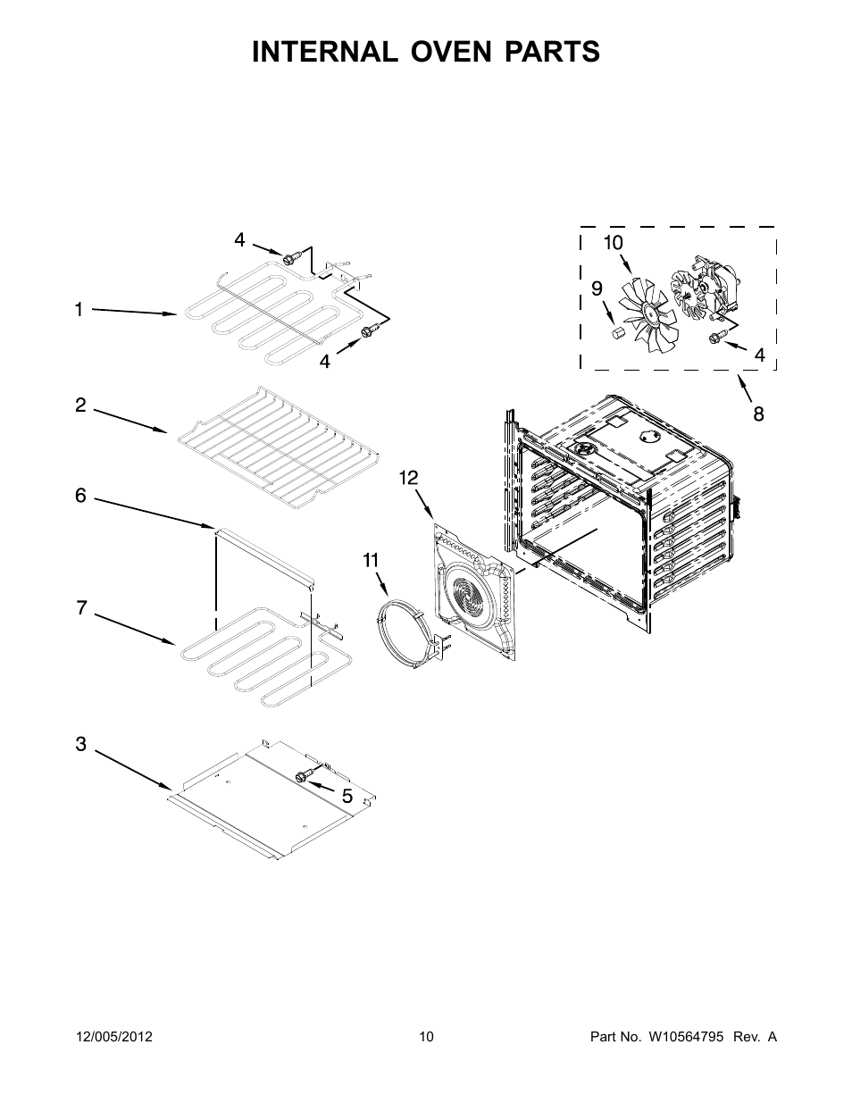 Internal oven, Internal oven parts | Whirlpool WOD93EC0AS User Manual | Page 10 / 14