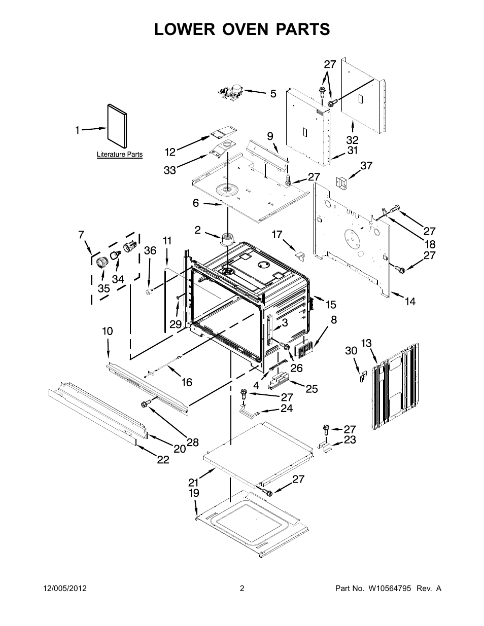 Lower oven, Lower oven parts | Whirlpool WOD93EC0AS User Manual | Page 2 / 14
