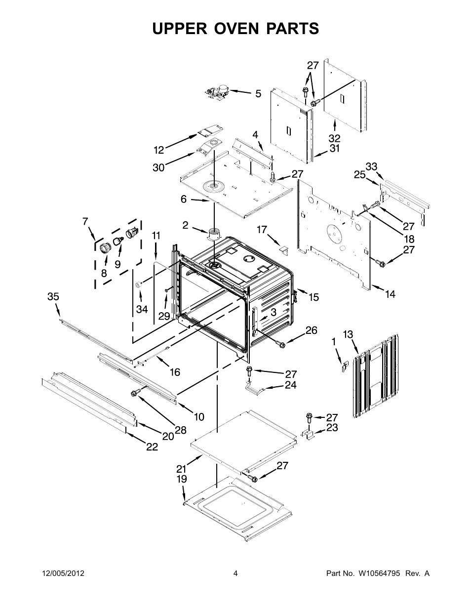 Upper oven, Upper oven parts | Whirlpool WOD93EC0AS User Manual | Page 4 / 14