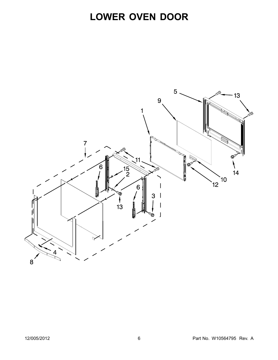 Lower oven door | Whirlpool WOD93EC0AS User Manual | Page 6 / 14