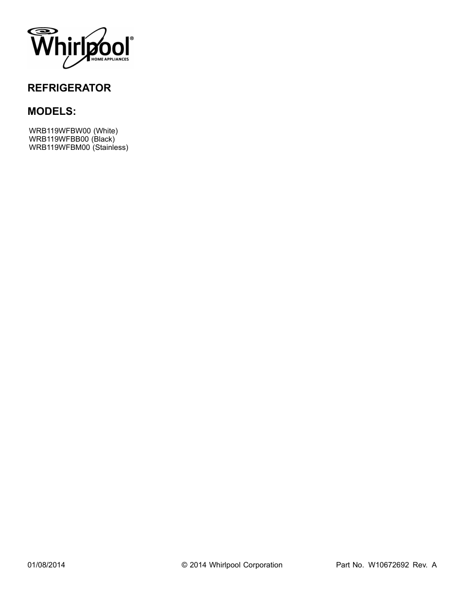 Whirlpool WRB119WFBM User Manual | 16 pages