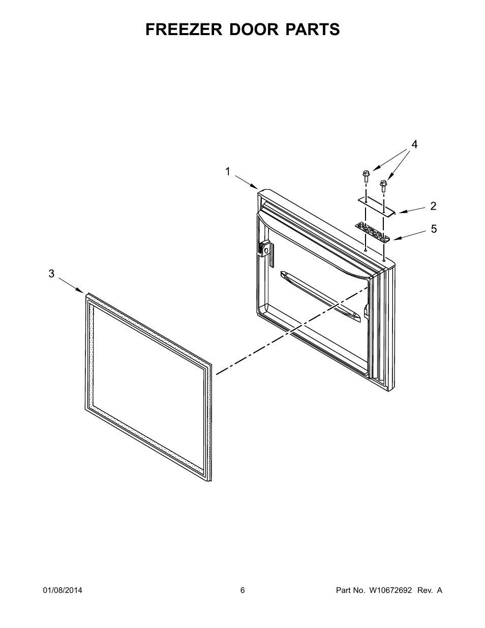 Freezer door, Freezer door parts | Whirlpool WRB119WFBM User Manual | Page 6 / 16
