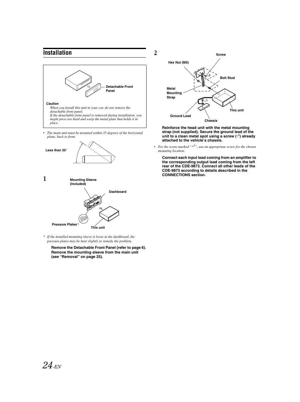 Mounting, Installation | Alpine CDE-9873 User Manual | Page 25 / 31