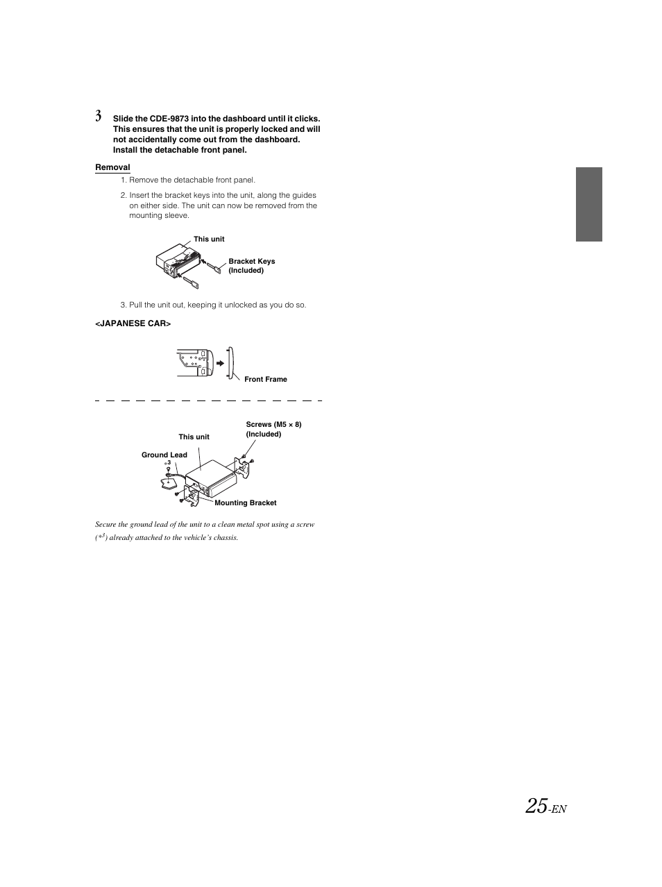 Removal | Alpine CDE-9873 User Manual | Page 26 / 31