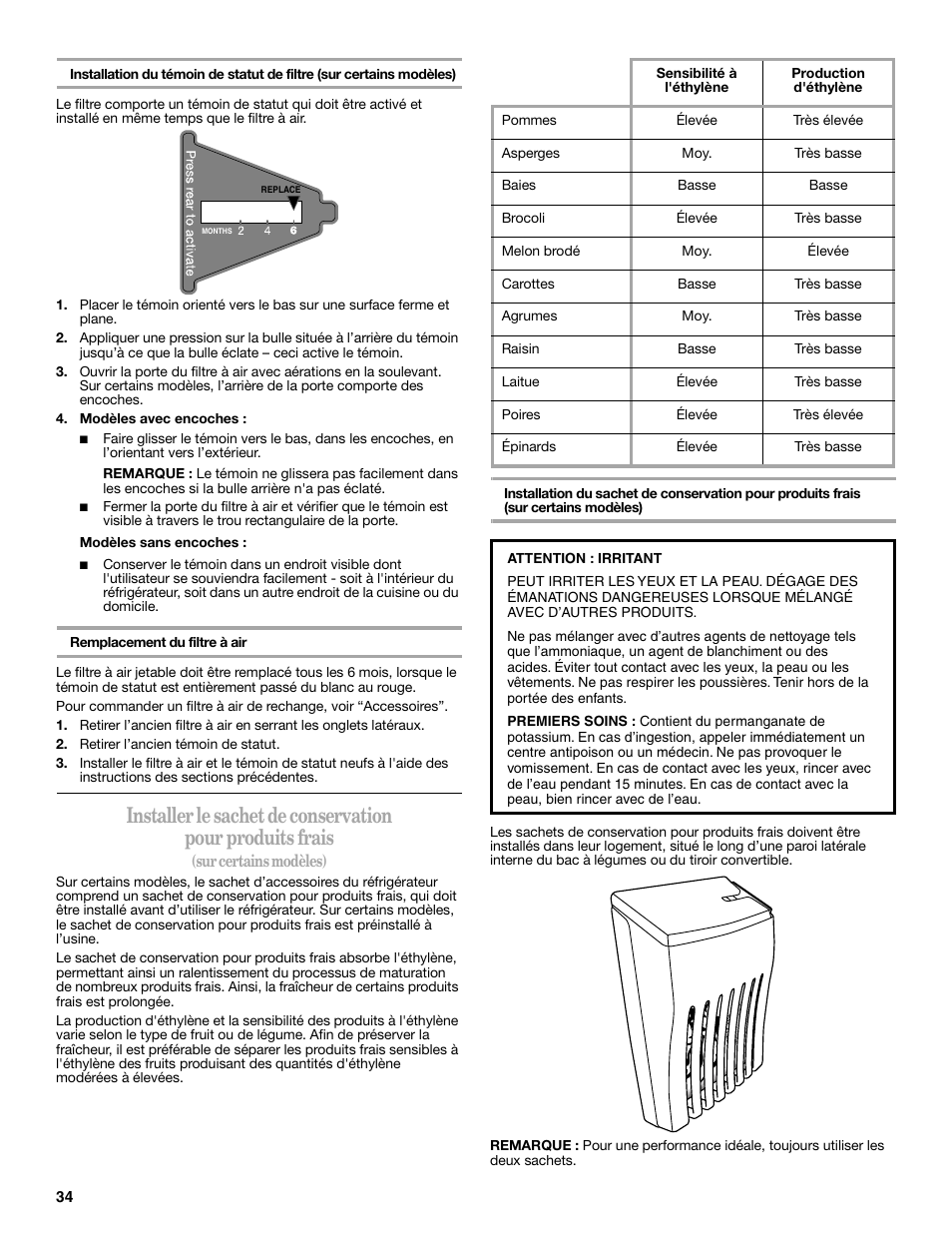 Sur certains modèles) | Whirlpool WRS965CIAM User Manual | Page 34 / 48
