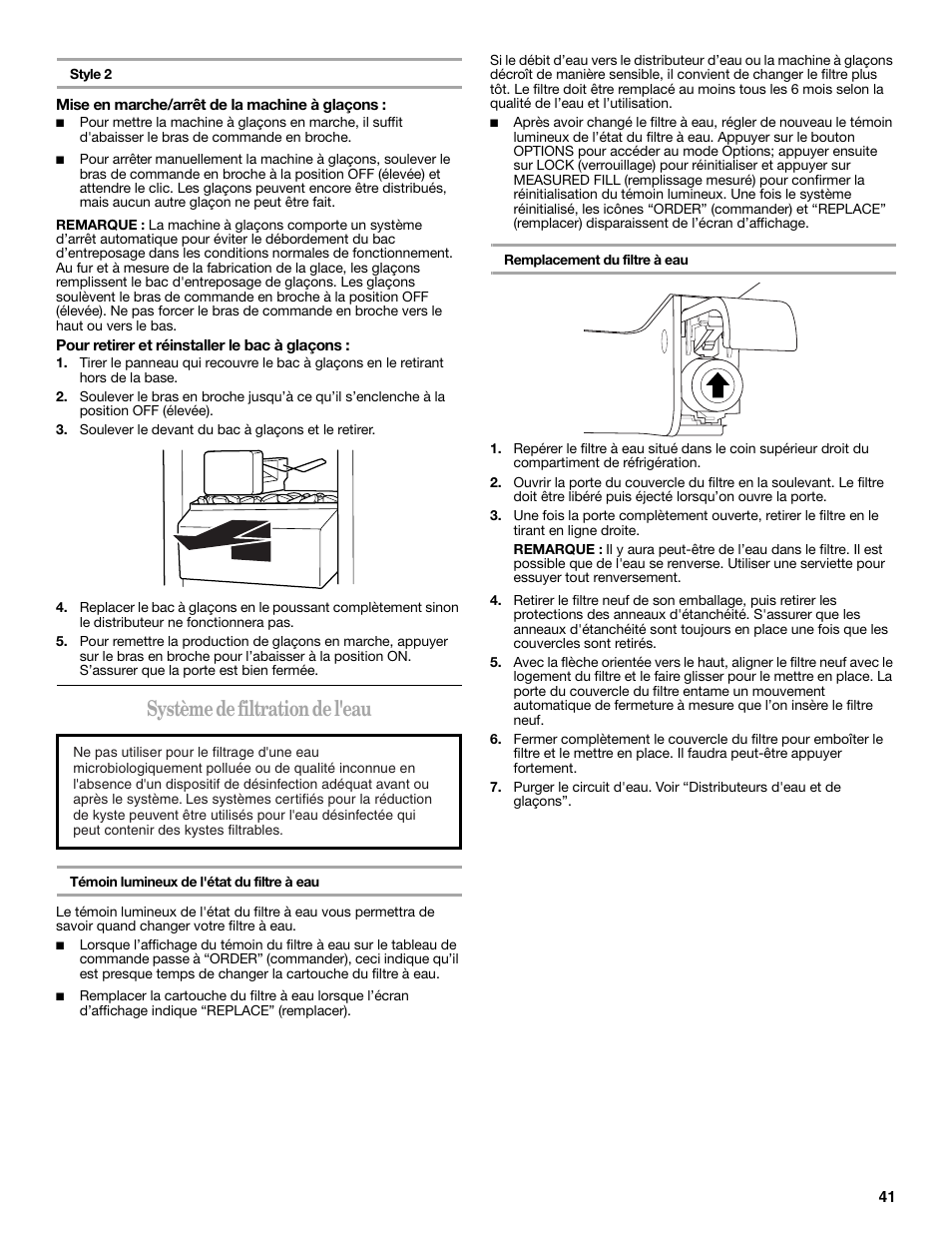 Système de filtration de l'eau | Whirlpool WRS965CIAM User Manual | Page 41 / 48