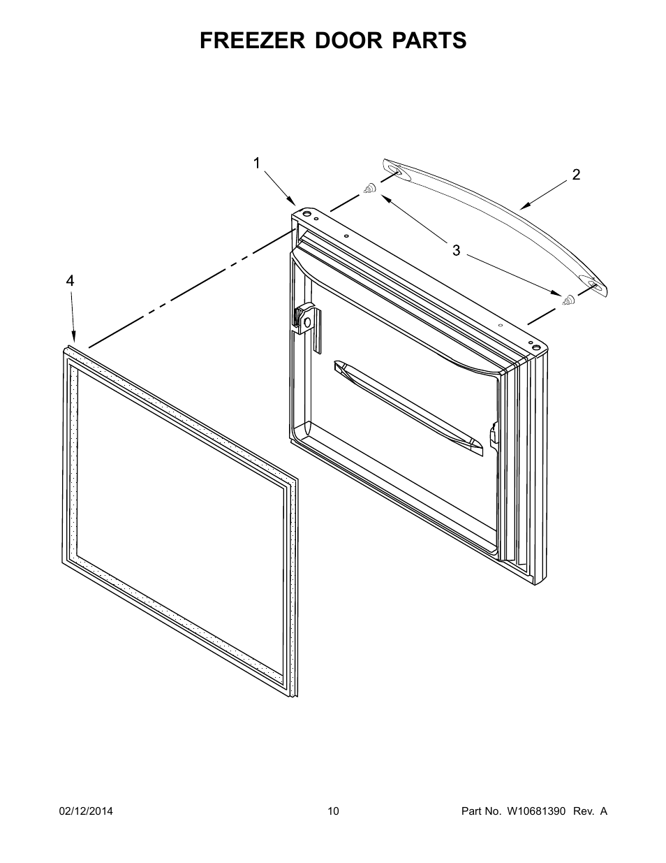 Freezer door, Freezer door parts | Whirlpool WRB329DMBM User Manual | Page 10 / 18