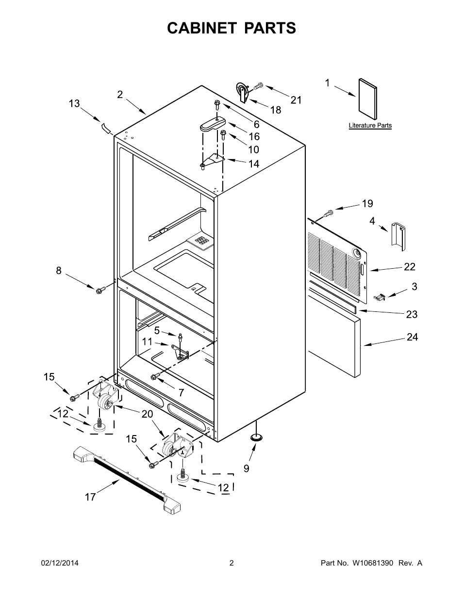Cabinet, Cabinet parts | Whirlpool WRB329DMBM User Manual | Page 2 / 18