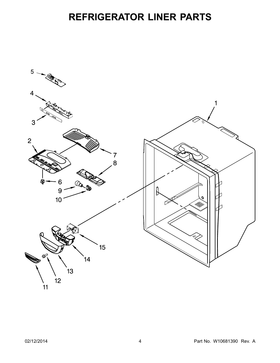 Refrigerator liner, Refrigerator liner parts | Whirlpool WRB329DMBM User Manual | Page 4 / 18