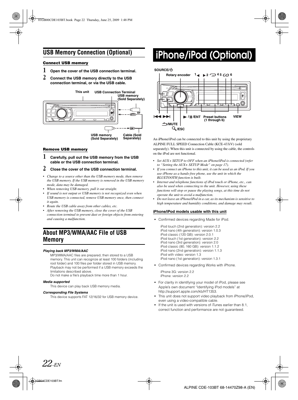 Iphone/ipod (optional) | Alpine 68-14470Z98-A User Manual | Page 24 / 36