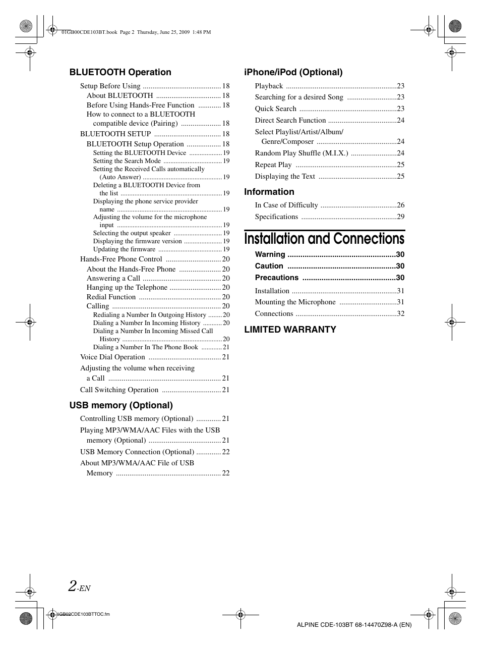 Installation and connections | Alpine 68-14470Z98-A User Manual | Page 4 / 36