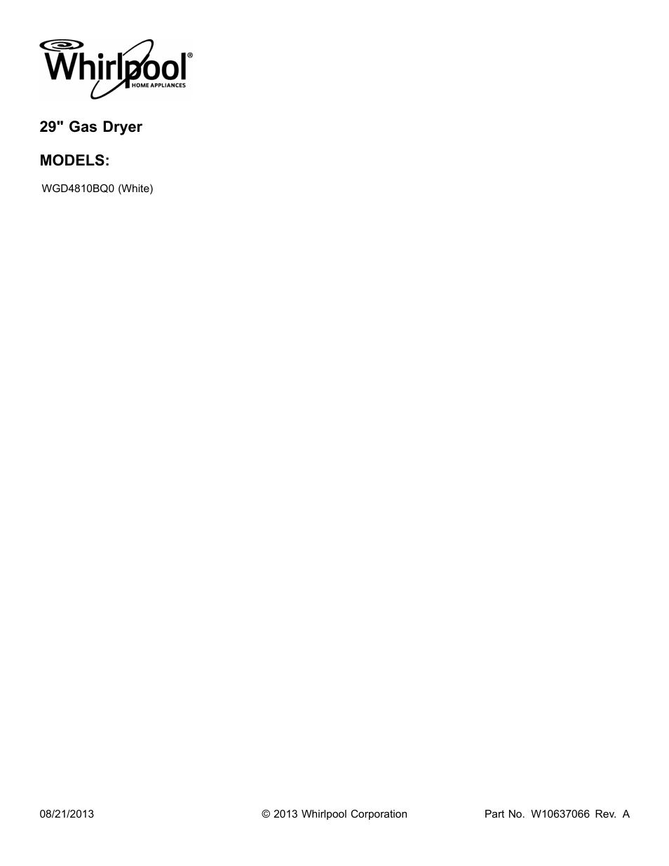 Whirlpool WGD4810BQ User Manual | 10 pages