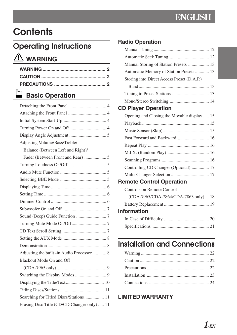 Alpine CDA-7863 User Manual | Page 3 / 28