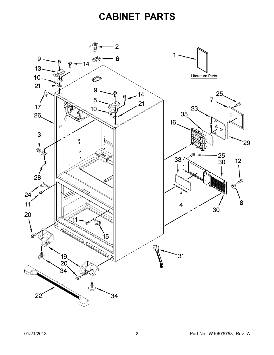 Cabinet, Cabinet parts | Whirlpool GI0FSAXVY User Manual | Page 2 / 22