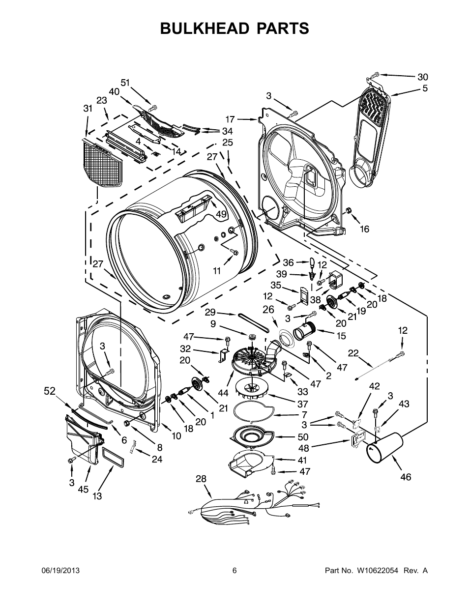 Bulkhead, Bulkhead parts | Whirlpool WGD8000BW User Manual | Page 6 / 10