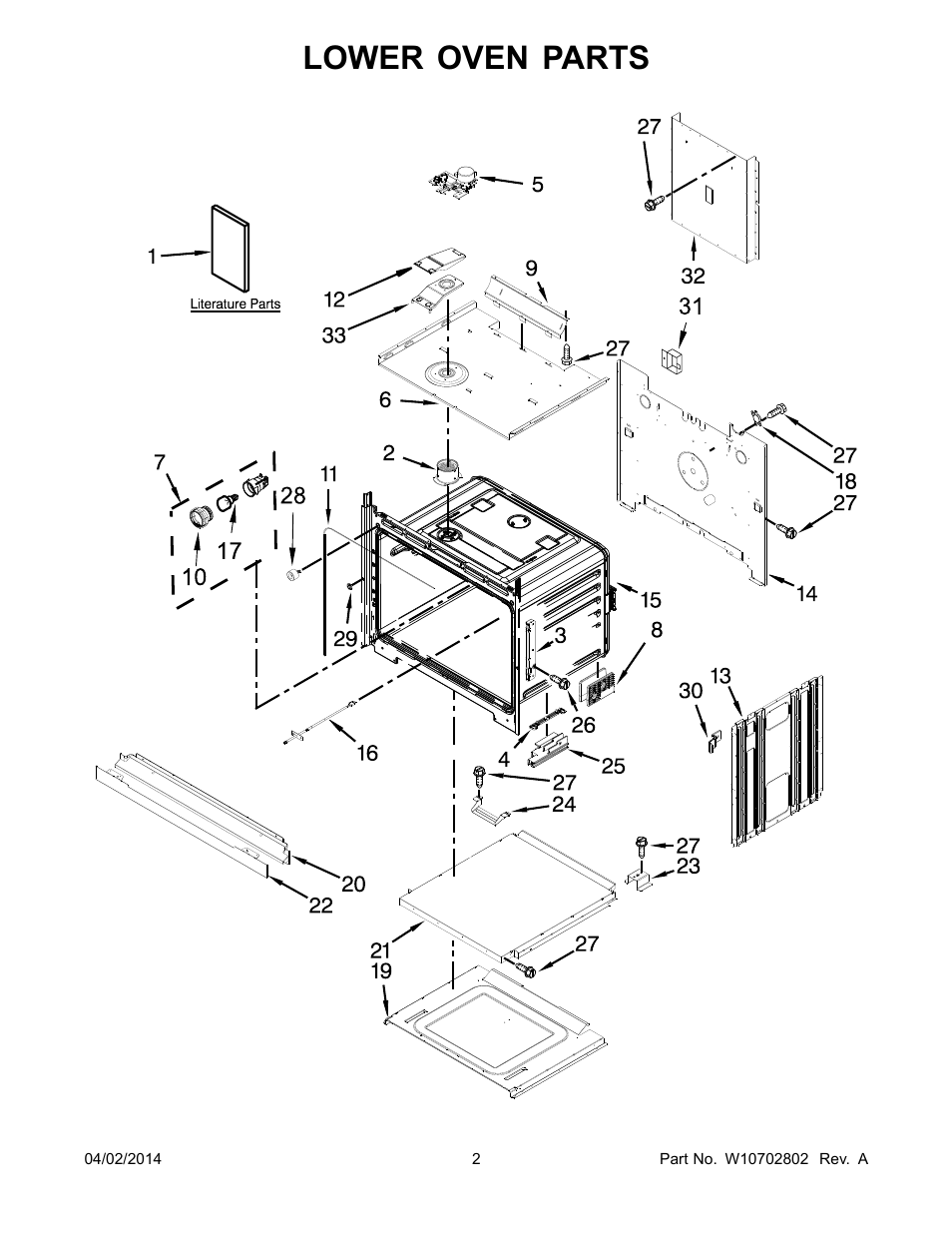 Lower oven parts | Whirlpool WOD93EC7AS User Manual | Page 2 / 14