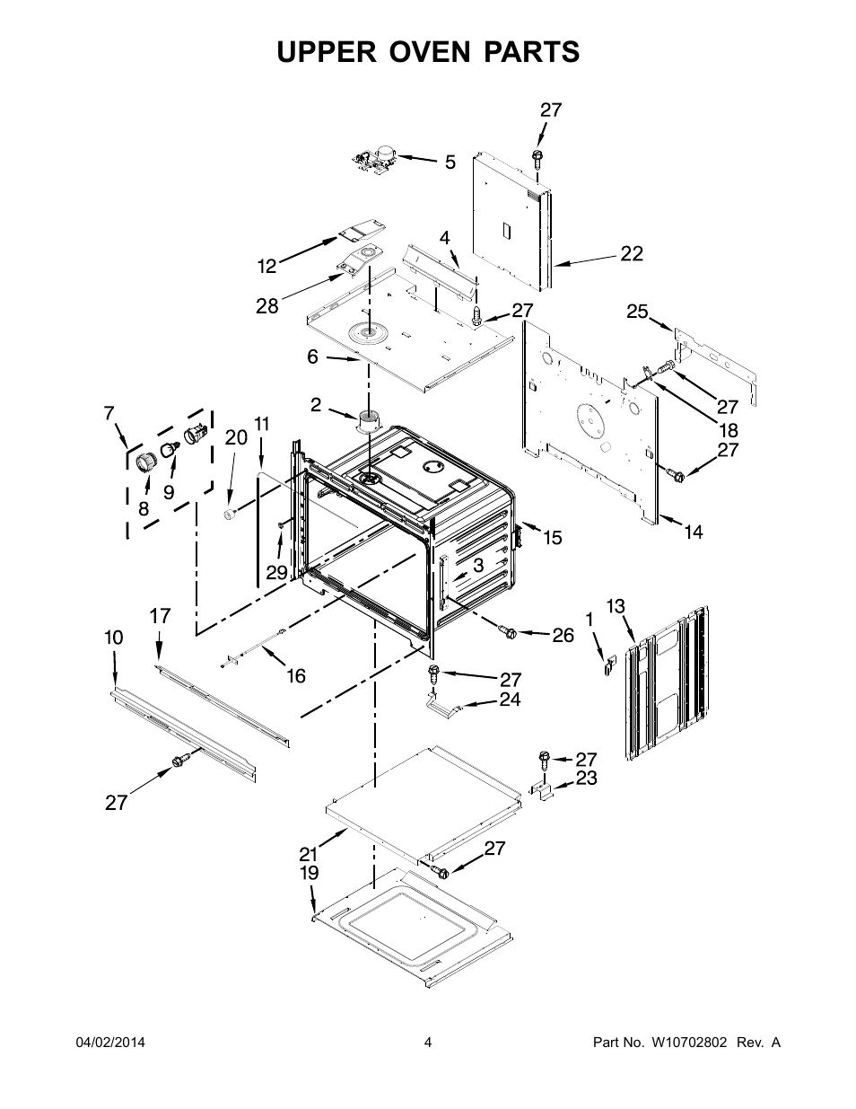 Upper oven parts | Whirlpool WOD93EC7AS User Manual | Page 4 / 14