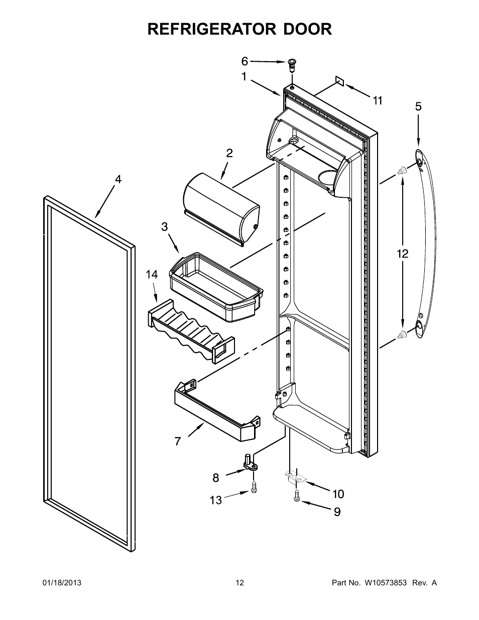 Refrigerator door | Whirlpool WRS342FIAW User Manual | Page 12 / 24