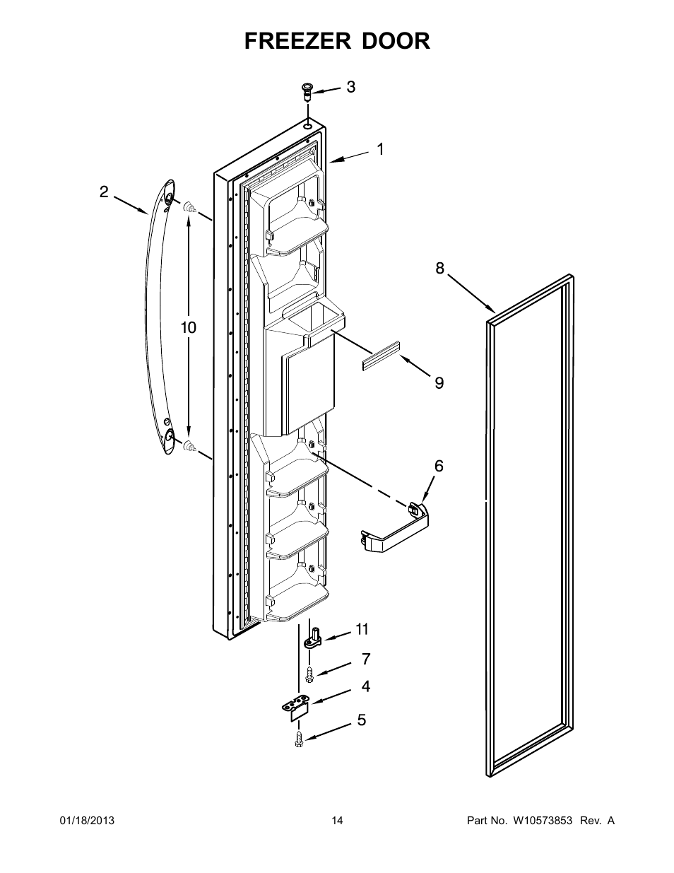 Freezer door | Whirlpool WRS342FIAW User Manual | Page 14 / 24