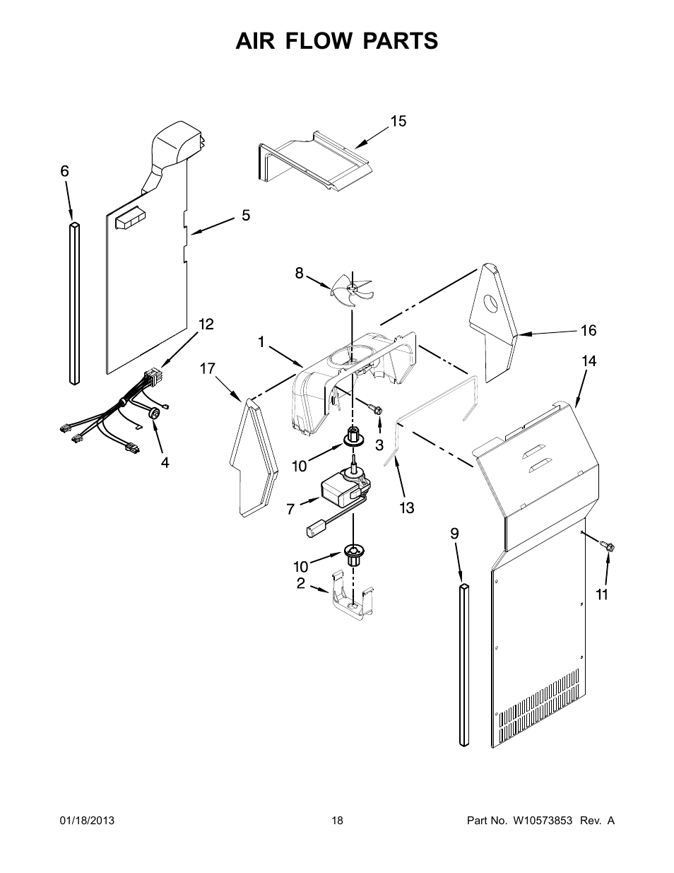 Air flow, Air flow parts | Whirlpool WRS342FIAW User Manual | Page 18 / 24