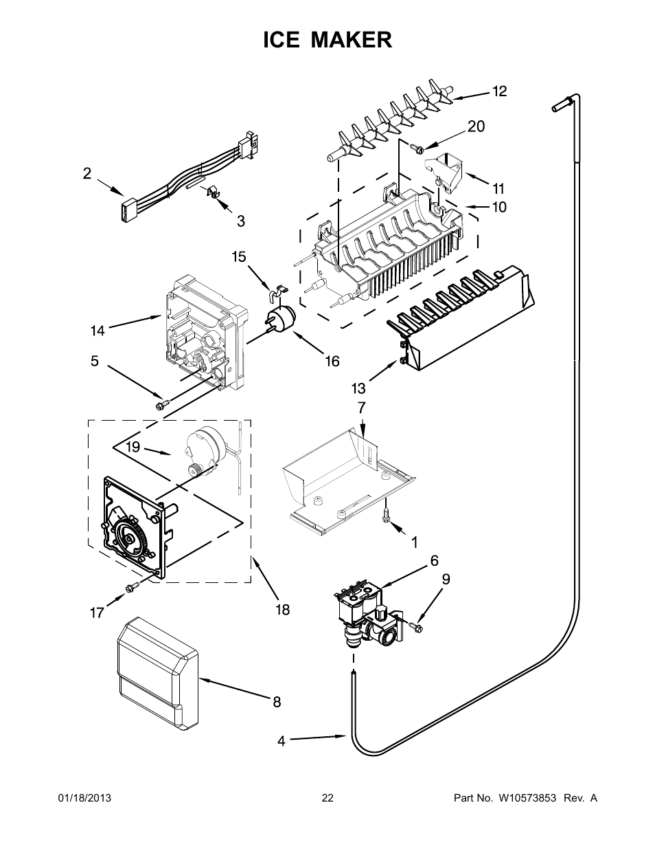 Ice maker | Whirlpool WRS342FIAW User Manual | Page 22 / 24