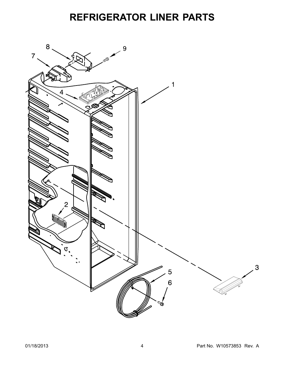 Refrigerator liner, Refrigerator liner parts | Whirlpool WRS342FIAW User Manual | Page 4 / 24