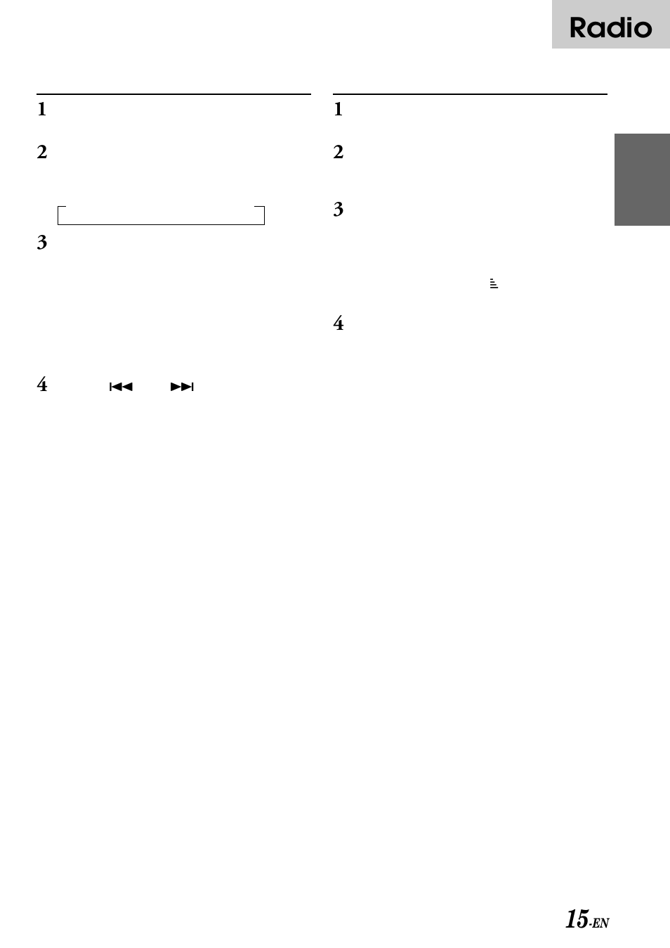 Radio, Automatic seek tuning, Manual storing of station presets | Alpine CDA-7876RB User Manual | Page 17 / 44