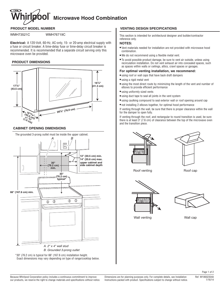 Whirlpool WMH73521CS User Manual | 2 pages