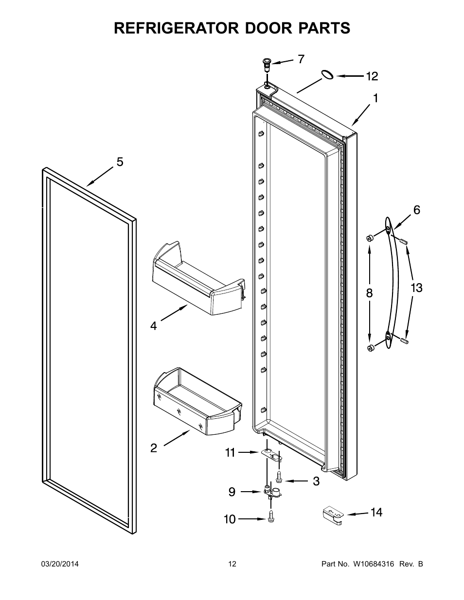 Refrigerator door parts | Whirlpool WRS576FIDM User Manual | Page 12 / 24