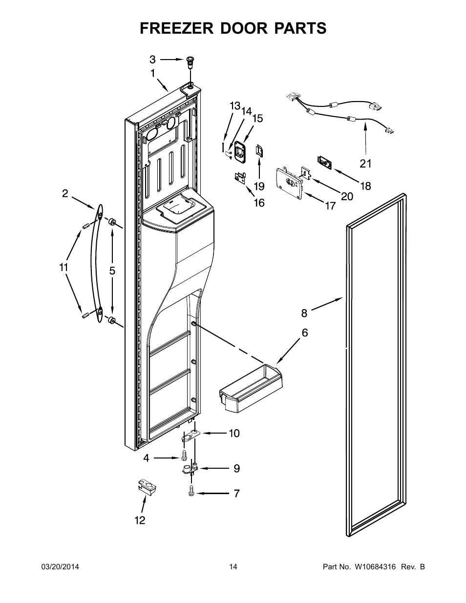 Freezer door parts | Whirlpool WRS576FIDM User Manual | Page 14 / 24