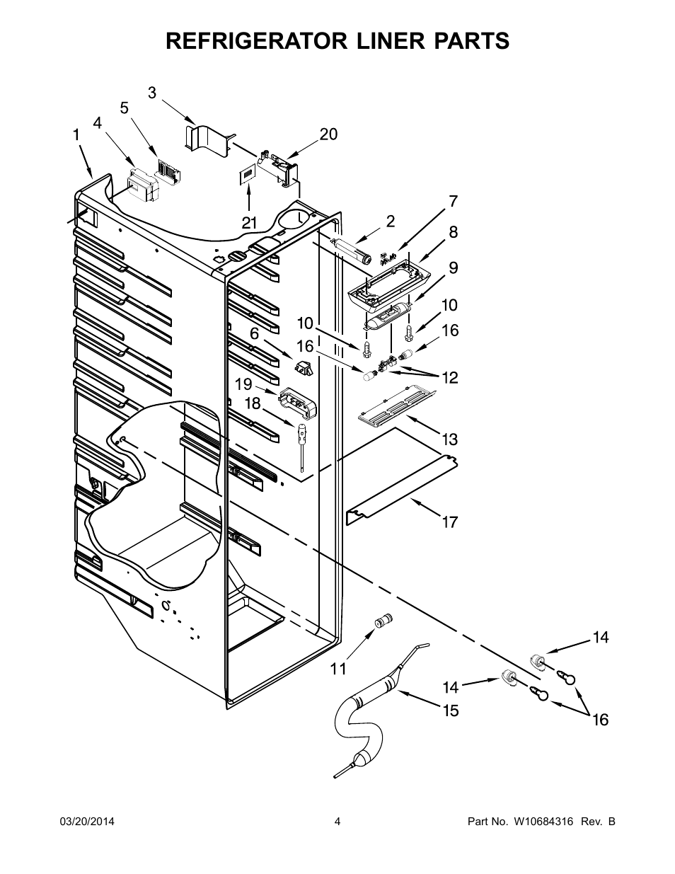 Refrigerator liner parts | Whirlpool WRS576FIDM User Manual | Page 4 / 24