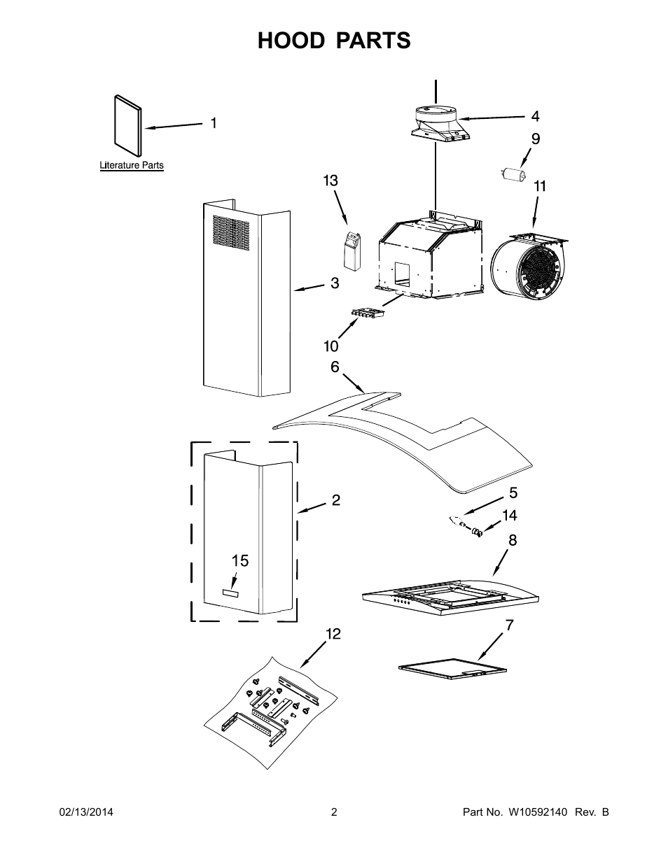 Hood parts | Whirlpool GXW6530DXS User Manual | Page 2 / 3