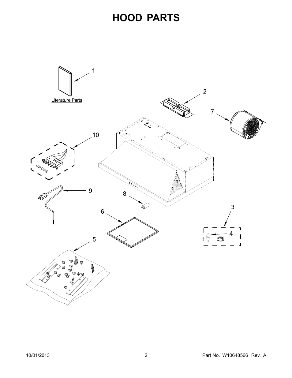 Hood parts | Whirlpool UXT5530AAS User Manual | Page 2 / 3