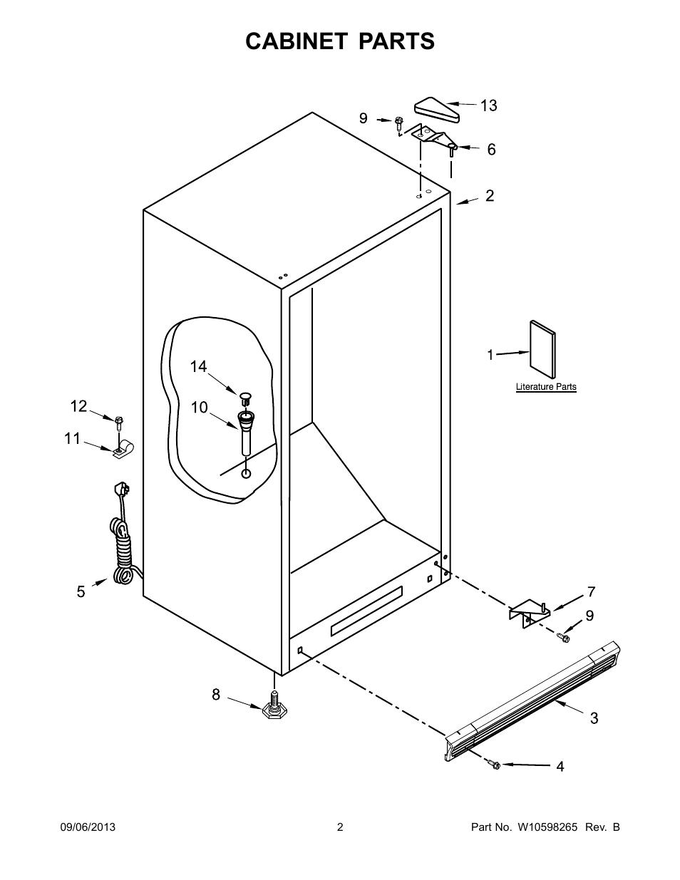 Cabinet, Cabinet parts | Whirlpool EV200FXBQ User Manual | Page 2 / 10