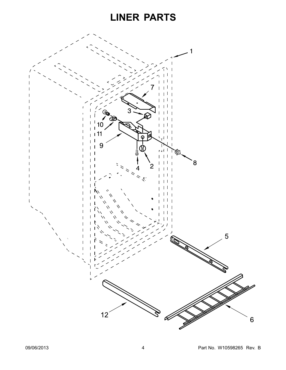 Liner, Liner parts | Whirlpool EV200FXBQ User Manual | Page 4 / 10