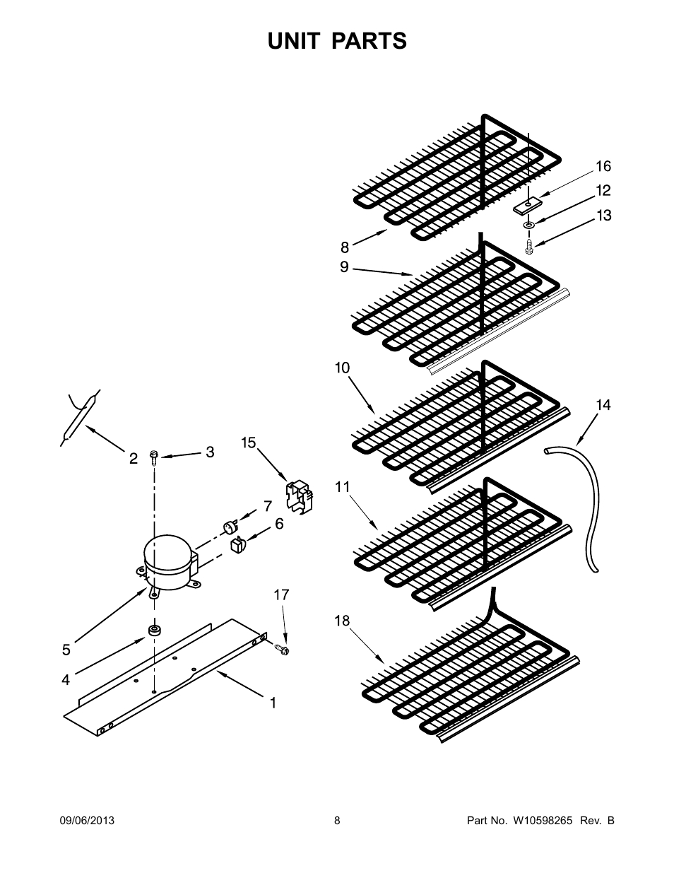 Unit, Unit parts | Whirlpool EV200FXBQ User Manual | Page 8 / 10