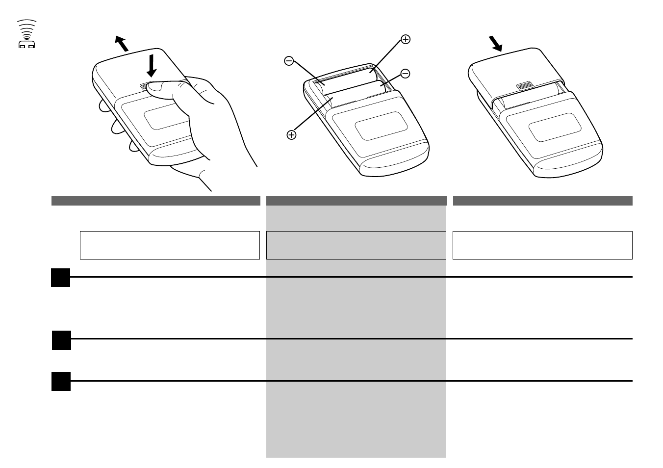 Battery replacement, Reemplazo de las pilas, Remplacement des piles | Alpine CTA-1502R User Manual | Page 75 / 88