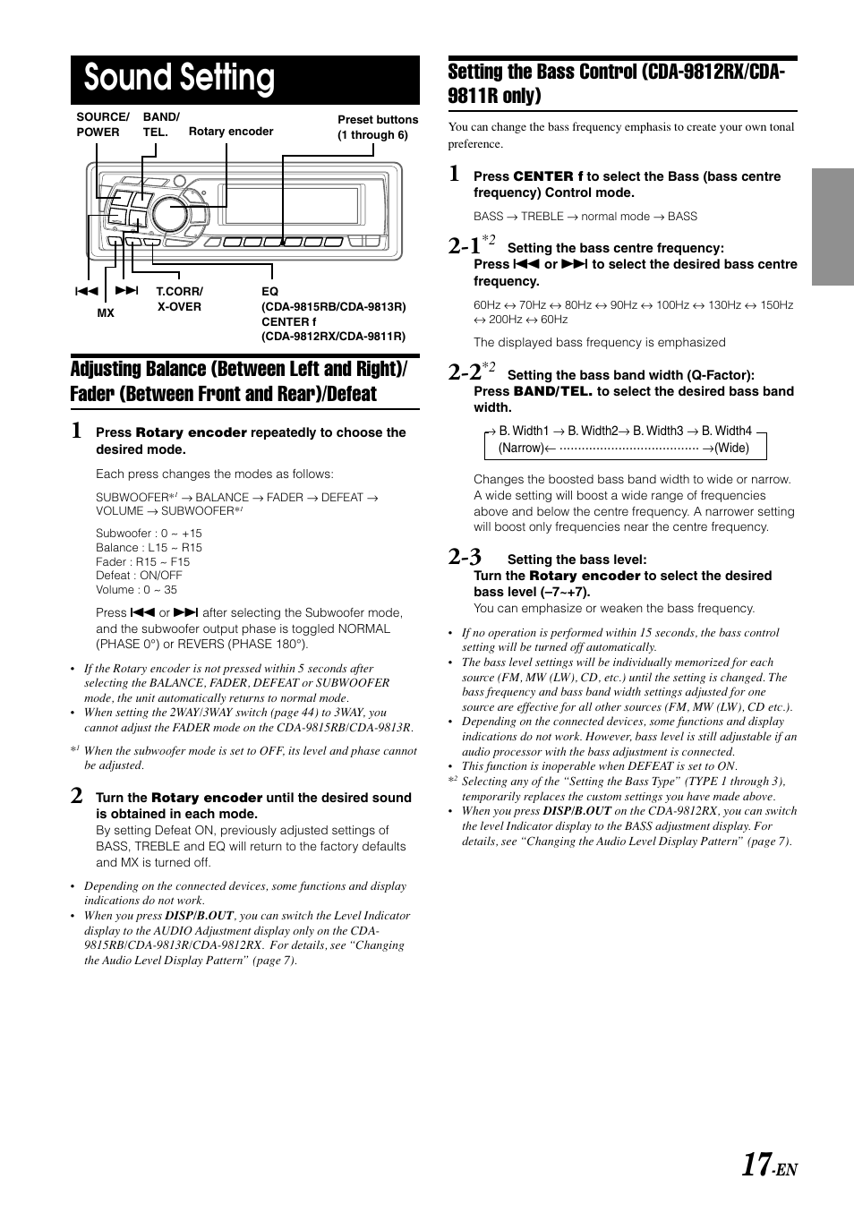 Sound setting | Alpine CDA-9815RB User Manual | Page 19 / 48