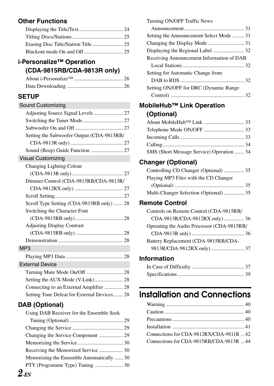 Installation and connections | Alpine CDA-9815RB User Manual | Page 4 / 48