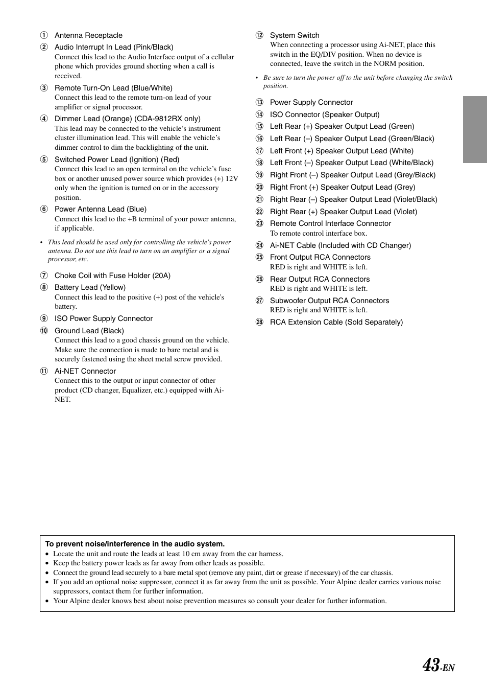 Alpine CDA-9815RB User Manual | Page 45 / 48